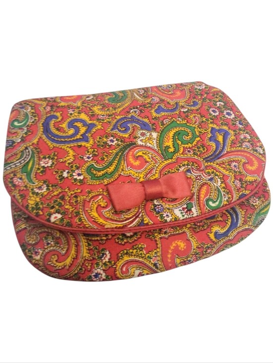 Vintage Handbags - Vintage 60's Red Paisley Fold Over Clutch Purse With Attached Coin Purse